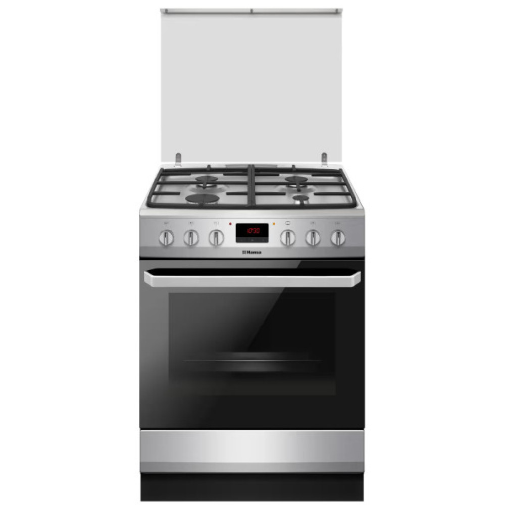 Плита Hansa комбінована, 65л, 60x60см, дисплей, конвекція, чавун, нерж