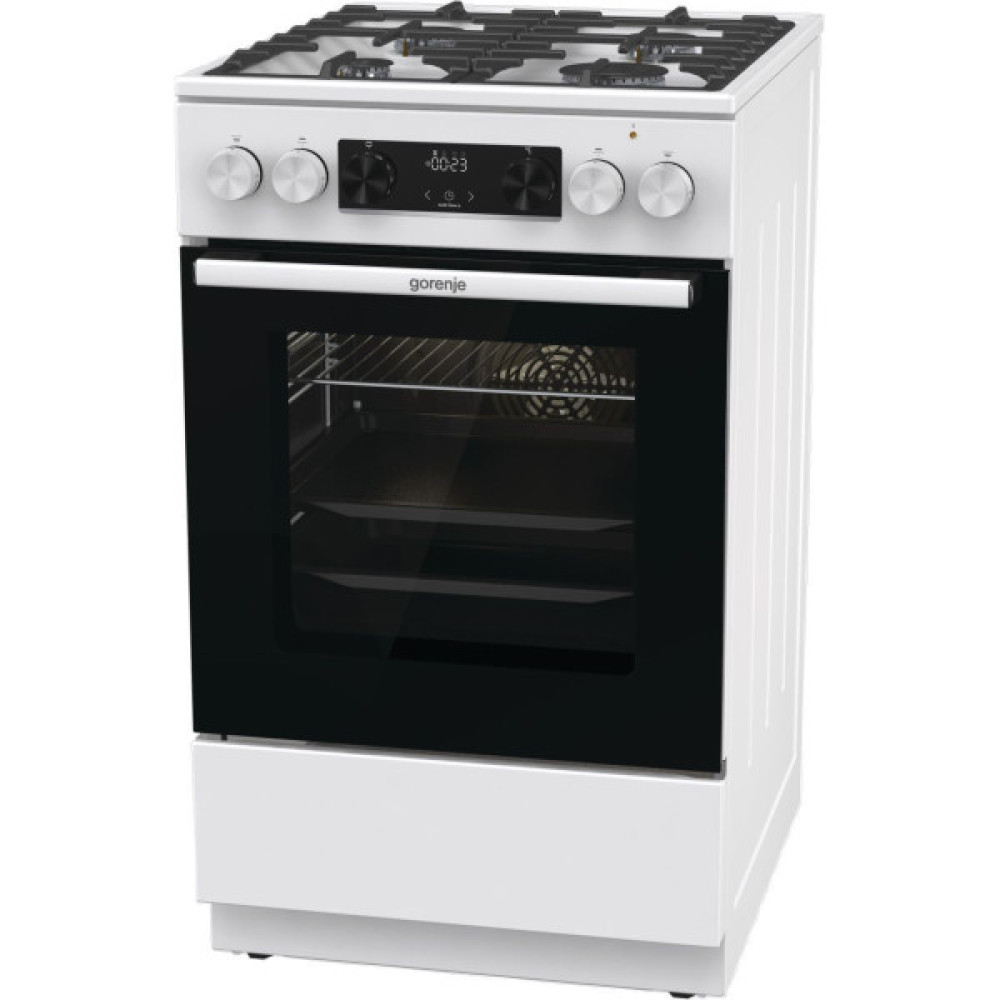 Плита Gorenje комбінована, 70л, 50x60см, дисплей, чавун, білий