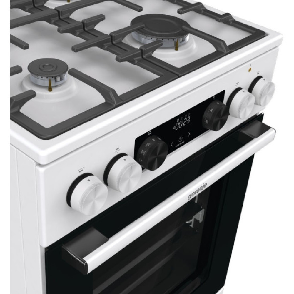 Плита Gorenje комбінована, 70л, 50x60см, дисплей, чавун, білий