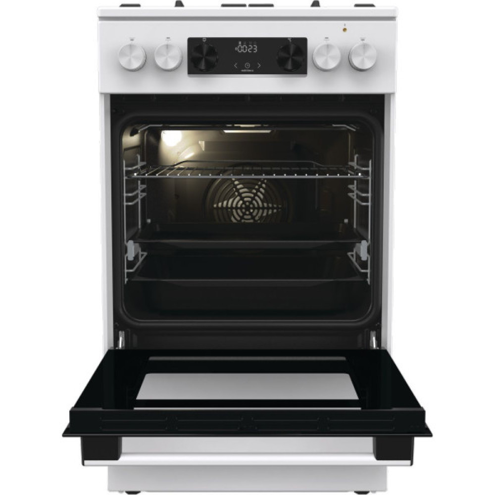 Плита Gorenje комбінована, 70л, 50x60см, дисплей, чавун, білий