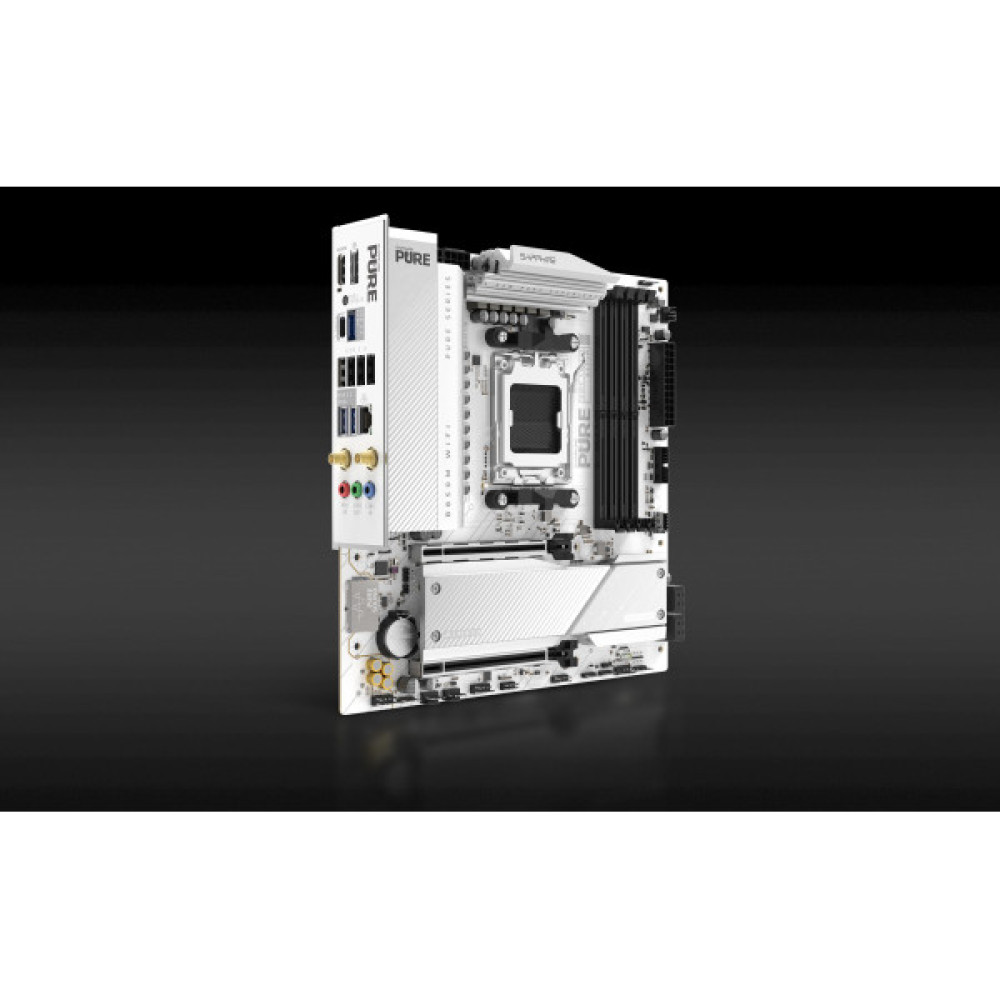 Материнcька плата SAPPHIRE PURE B850M WIFI sAM5 B850 4xDDR5 M.2 HDMI DP Wi-Fi BT mATX білий