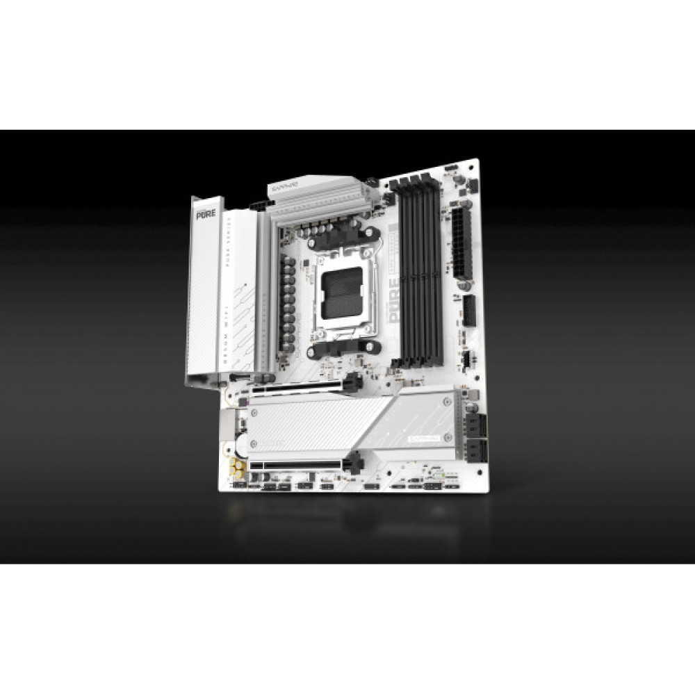 Материнcька плата SAPPHIRE PURE B850M WIFI sAM5 B850 4xDDR5 M.2 HDMI DP Wi-Fi BT mATX білий