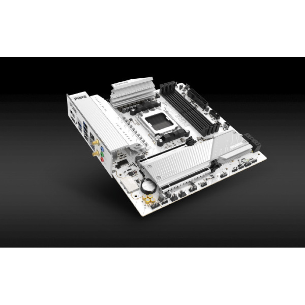 Материнcька плата SAPPHIRE PURE B850M WIFI sAM5 B850 4xDDR5 M.2 HDMI DP Wi-Fi BT mATX білий