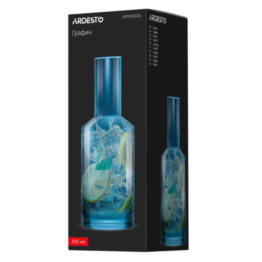 Карафа Ardesto 800мл, боросилікатне скло, блакитний (AR2690GBL)
