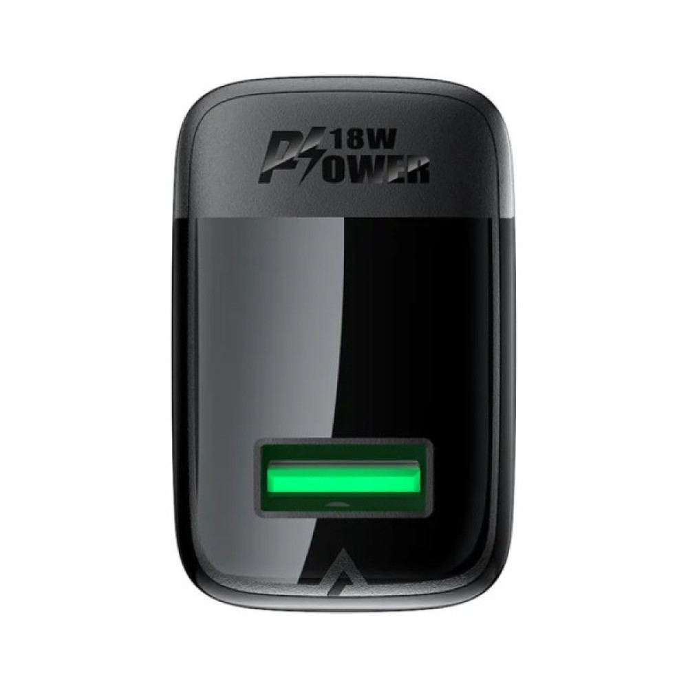 Зарядний пристрій Acefast USB 18W + cable USB to USB-C black (6974316280064)