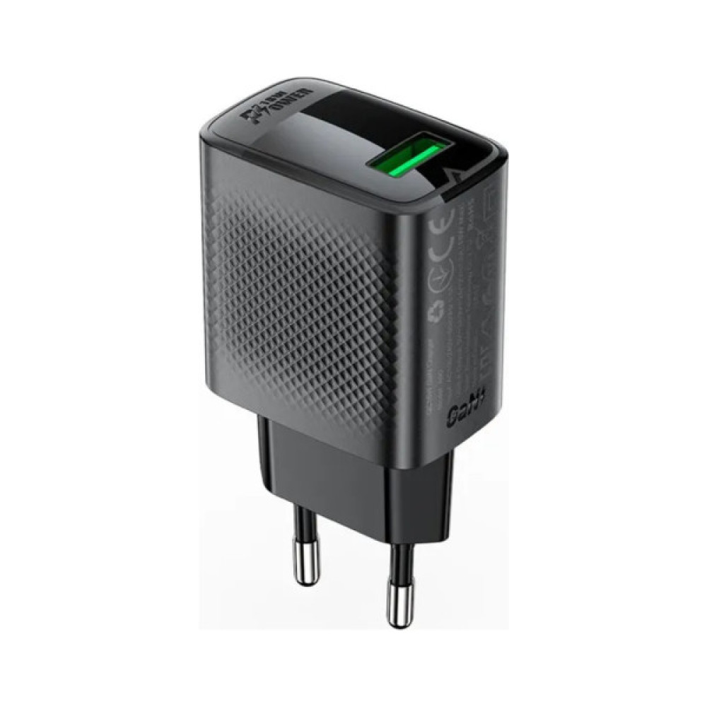 Зарядний пристрій Acefast USB 18W + cable USB to USB-C black (6974316280064)