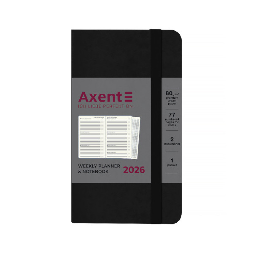 Тижневик Axent датований 2026 Pocket Strong 90х150, чорний (8508-26-01-A)