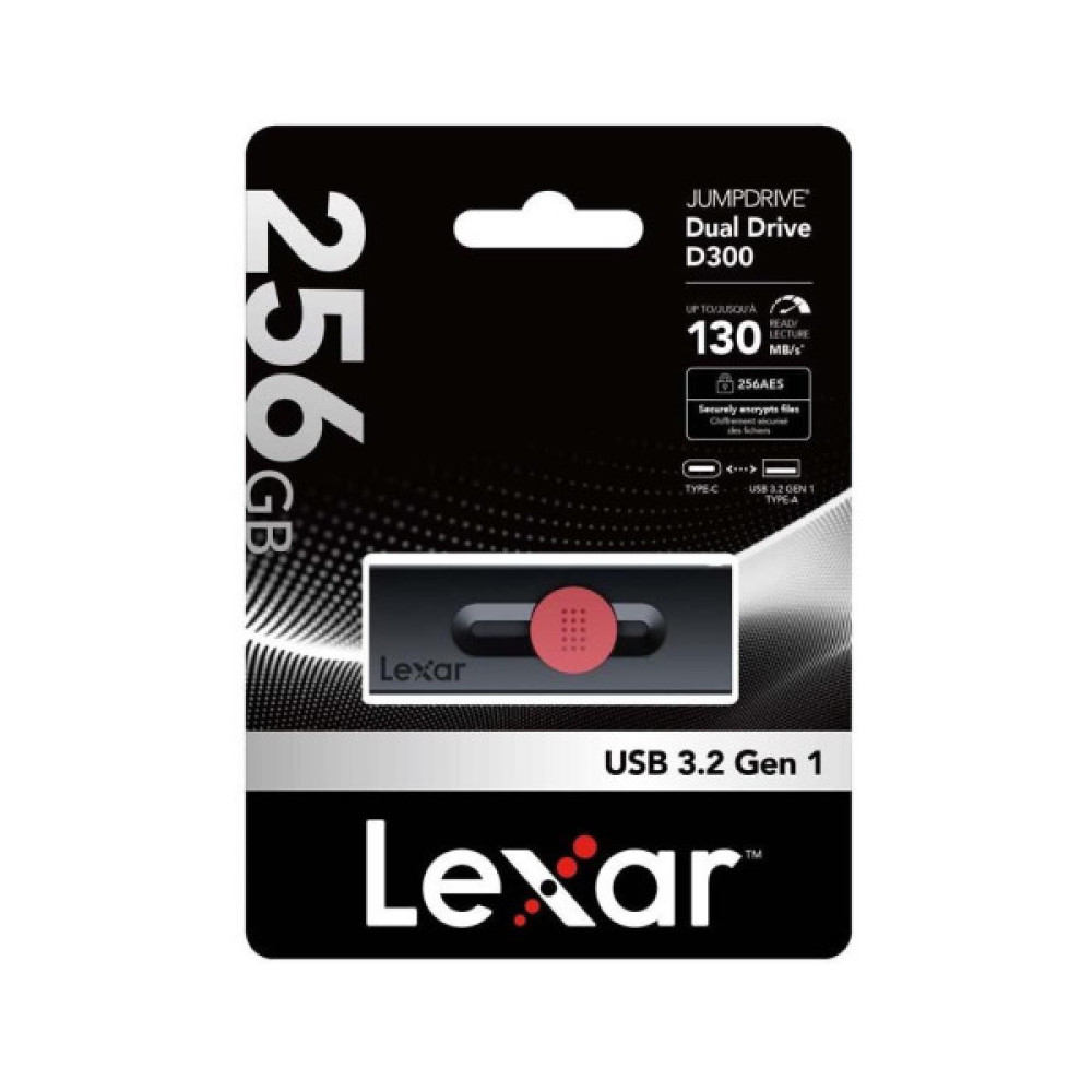 USB флеш накопичувач Lexar 256GB JumpDrive Dual Drive D300 USB/Type-C3.2 (LJDD300256G-BNBNG)
