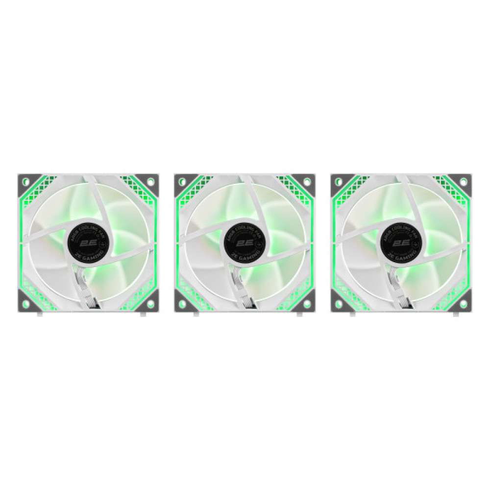 Корпусні вентилятори 2E GAMING Air Cool Magic Mirror ACF120MW-ARGB, 3x120мм, 2000rpm, 4pin PWM +5VARGB, 20.5dBa, білий
