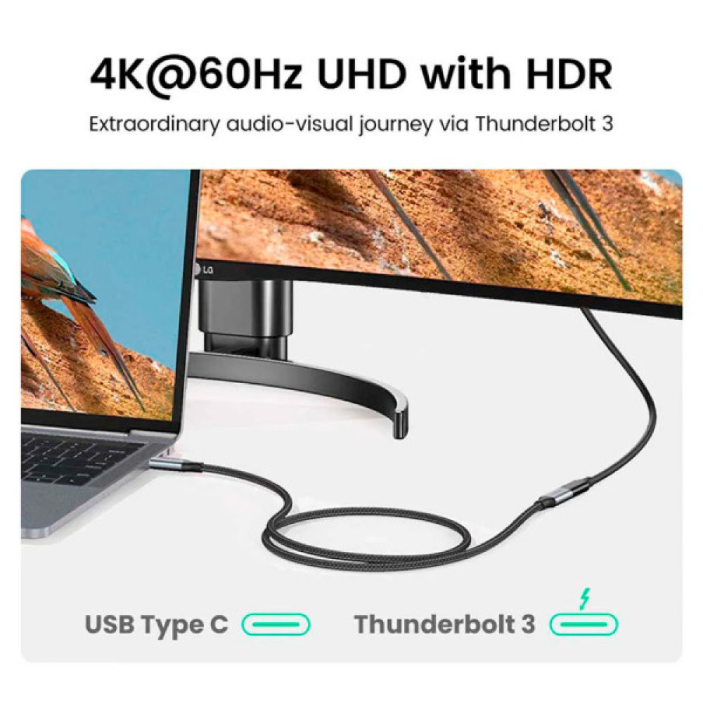 Дата кабель Ugreen USB-C M/F 1.0m 5A 10Gbps USB 3.1 black (30205)