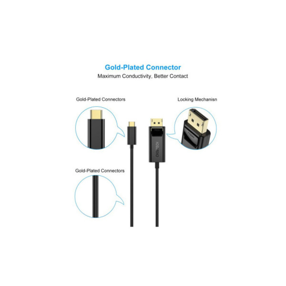 Кабель мультимедійний USB-C to DisplayPort M 1.8m 4K60Hz Choetech (XCP-1801BK)