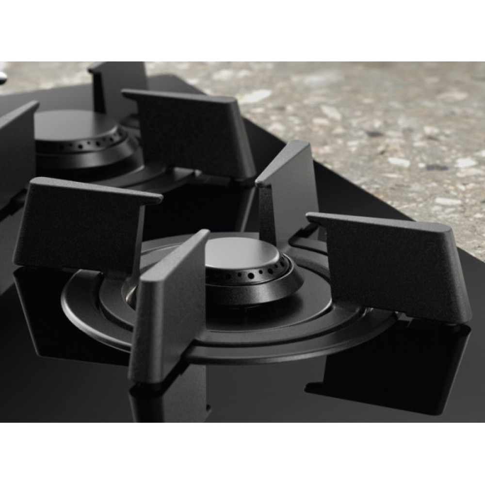 Варильна поверхня Electrolux газова на склі, 60см, чавун, електрон. керування, Hob2Hood, чорний