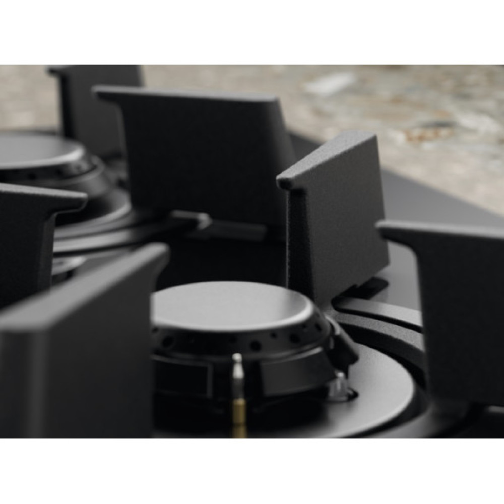 Варильна поверхня Electrolux газова на склі, 60см, чавун, електрон. керування, Hob2Hood, чорний