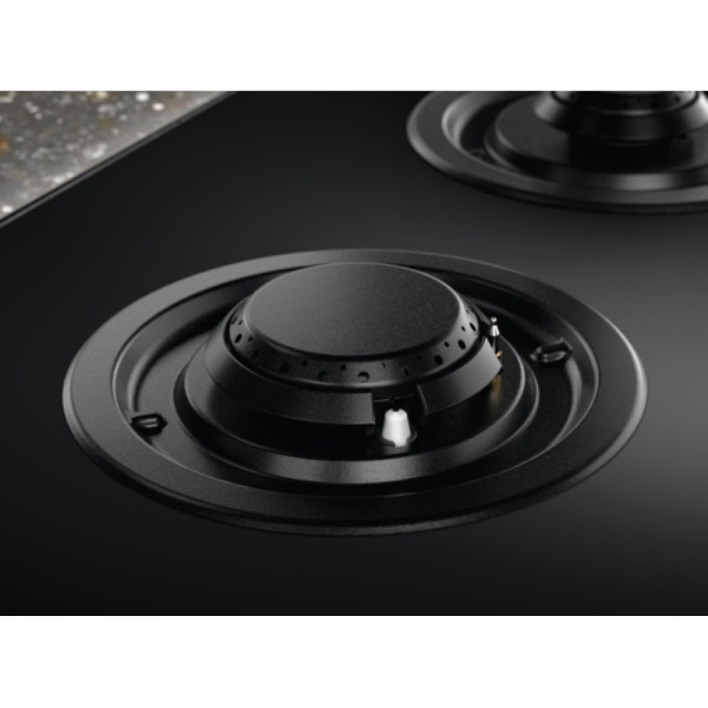 Варильна поверхня Electrolux газова на склі, 60см, чавун, електрон. керування, Hob2Hood, чорний