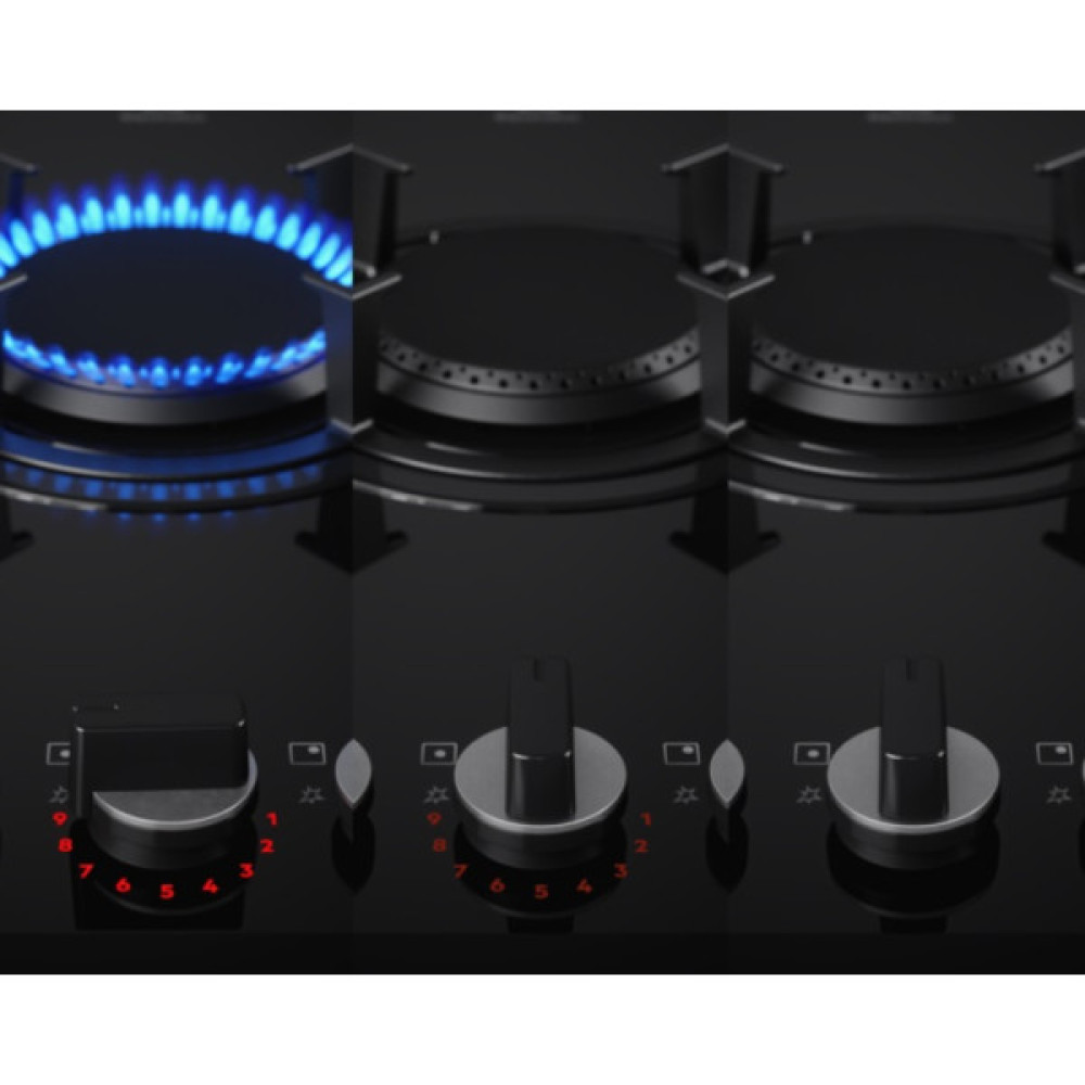 Варильна поверхня Electrolux газова на склі, 60см, чавун, електрон. керування, Hob2Hood, чорний