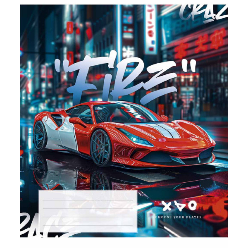 Зошит Школярик Night racers 48 аркушів лінія (048-3452L)