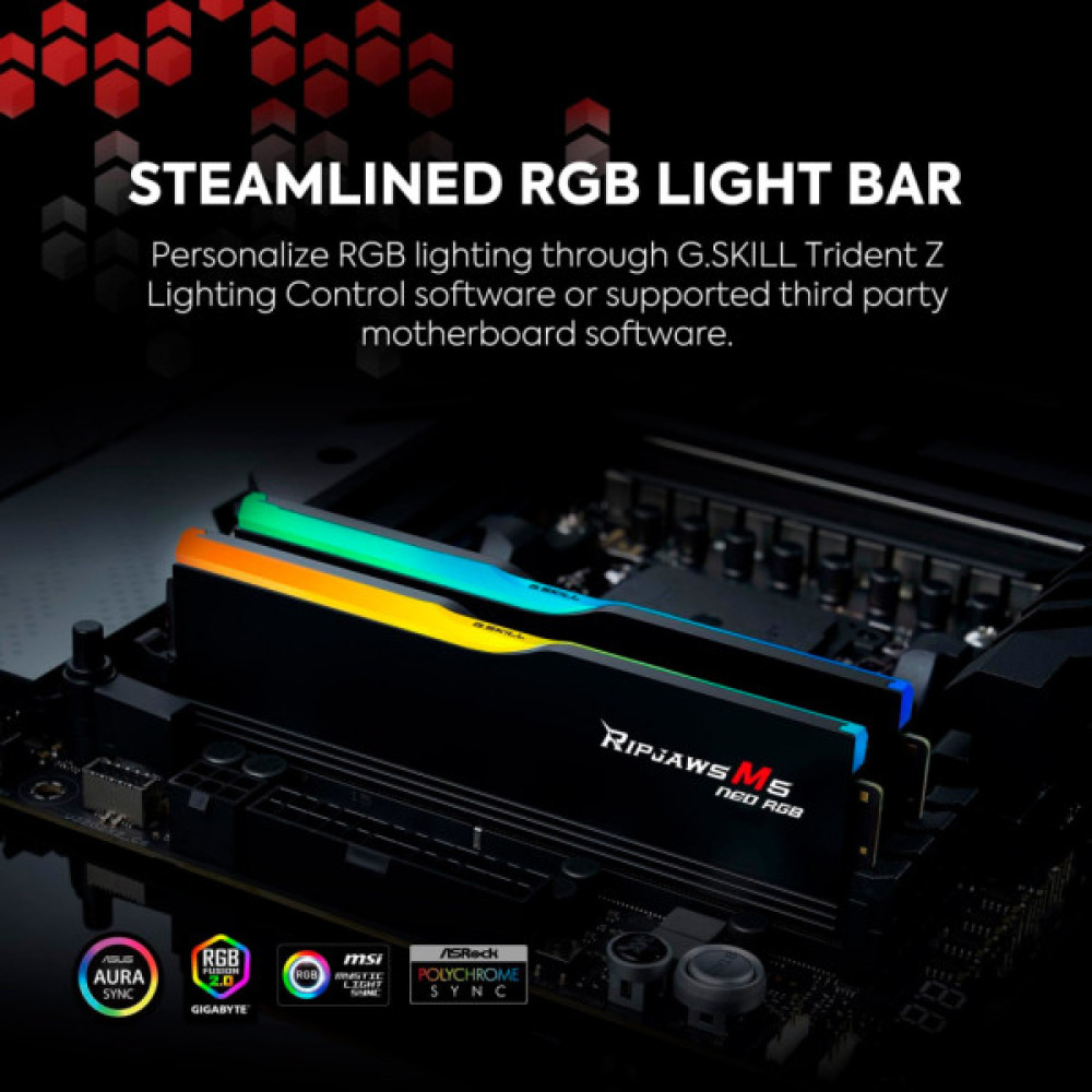 Модуль пам'яті для комп'ютера DDR5 32GB (2x16GB) 6000 MHz Ripjaws M5 Neo RGB Matte White G.Skill (F5-6000J3636F16GX2-RM5NRW)