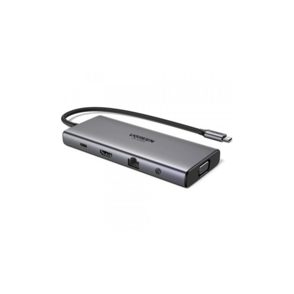 Порт-реплікатор UGREEN Dock CM639 USB3.2 Type-C->1xUSB-A3.2/1xUSB-A3.1/2xUSB-C3.2/RJ45/HDMI/VGA/RJ45/SD/TF+3.5mm PD (45520)