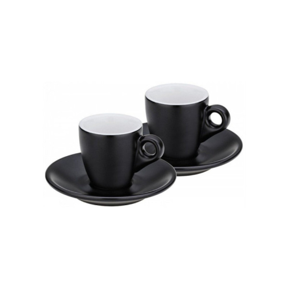 Набір чашок Kela Mattia з блюдцем для еспресо 4 предмета Чорний (12750)