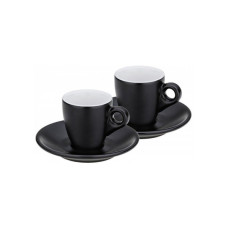 Набір чашок Kela Mattia з блюдцем для еспресо 4 предмета Чорний (12750)