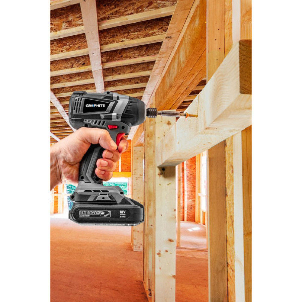 Гайковерт ударний GRAPHITE Energy+ 18В 200Нм 2700об/хв 3 швидкості 1.2кг без АКБ та ЗП