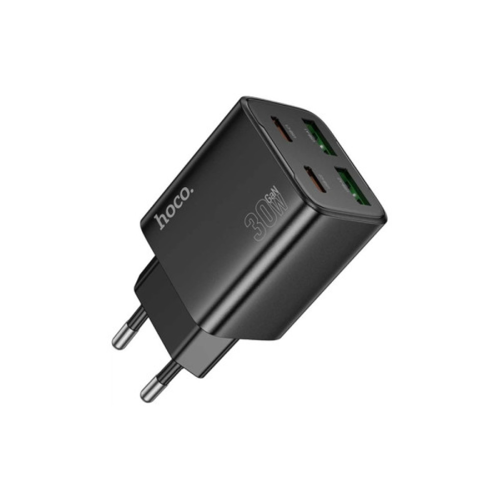 Зарядний пристрій HOCO N56 2xUSB-C PD30W + 2xUSB black (6942007632492)