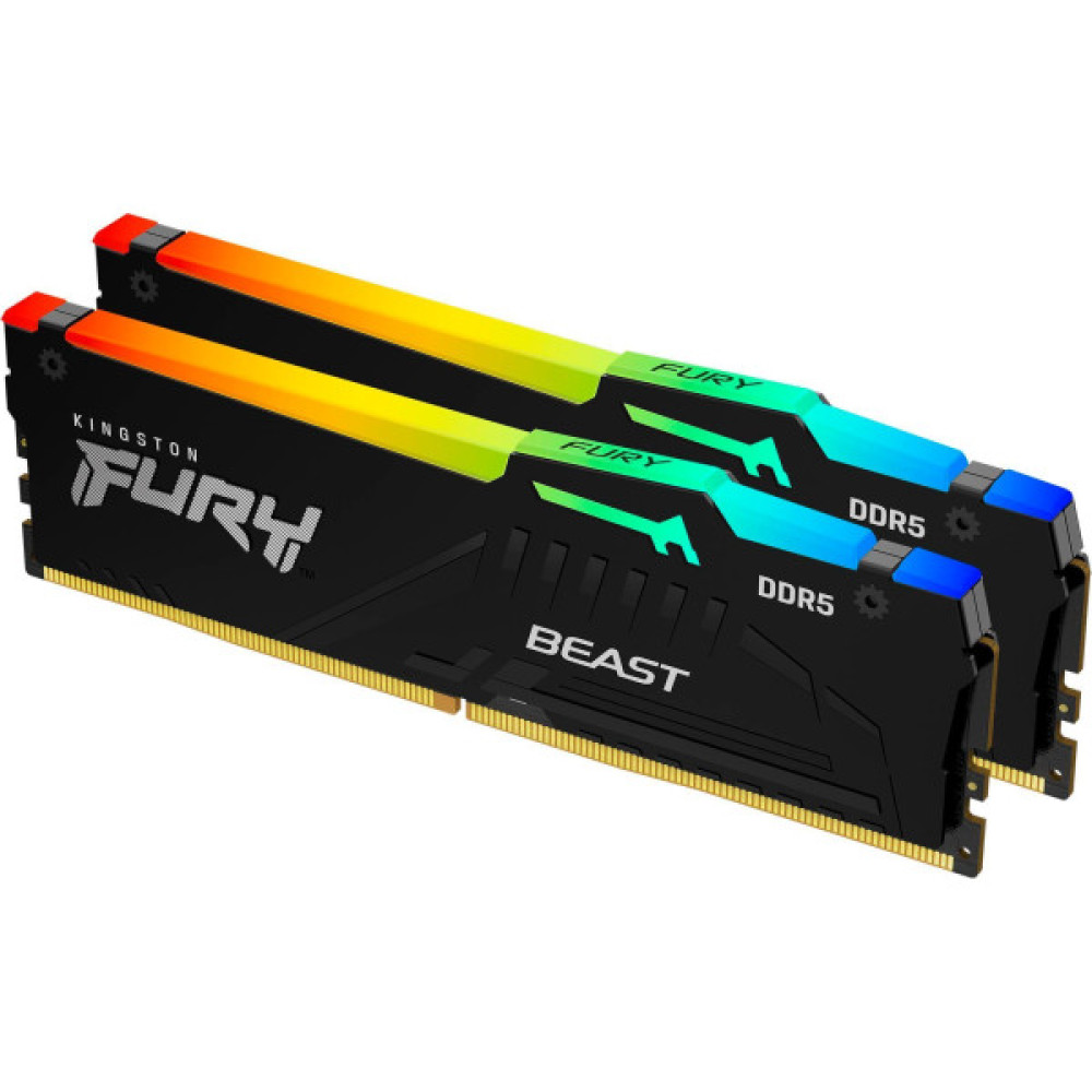 Пам'ять ПК Kingston DDR5 64GB KIT (32GBx2) 5600 FURY Beast RGB XMP