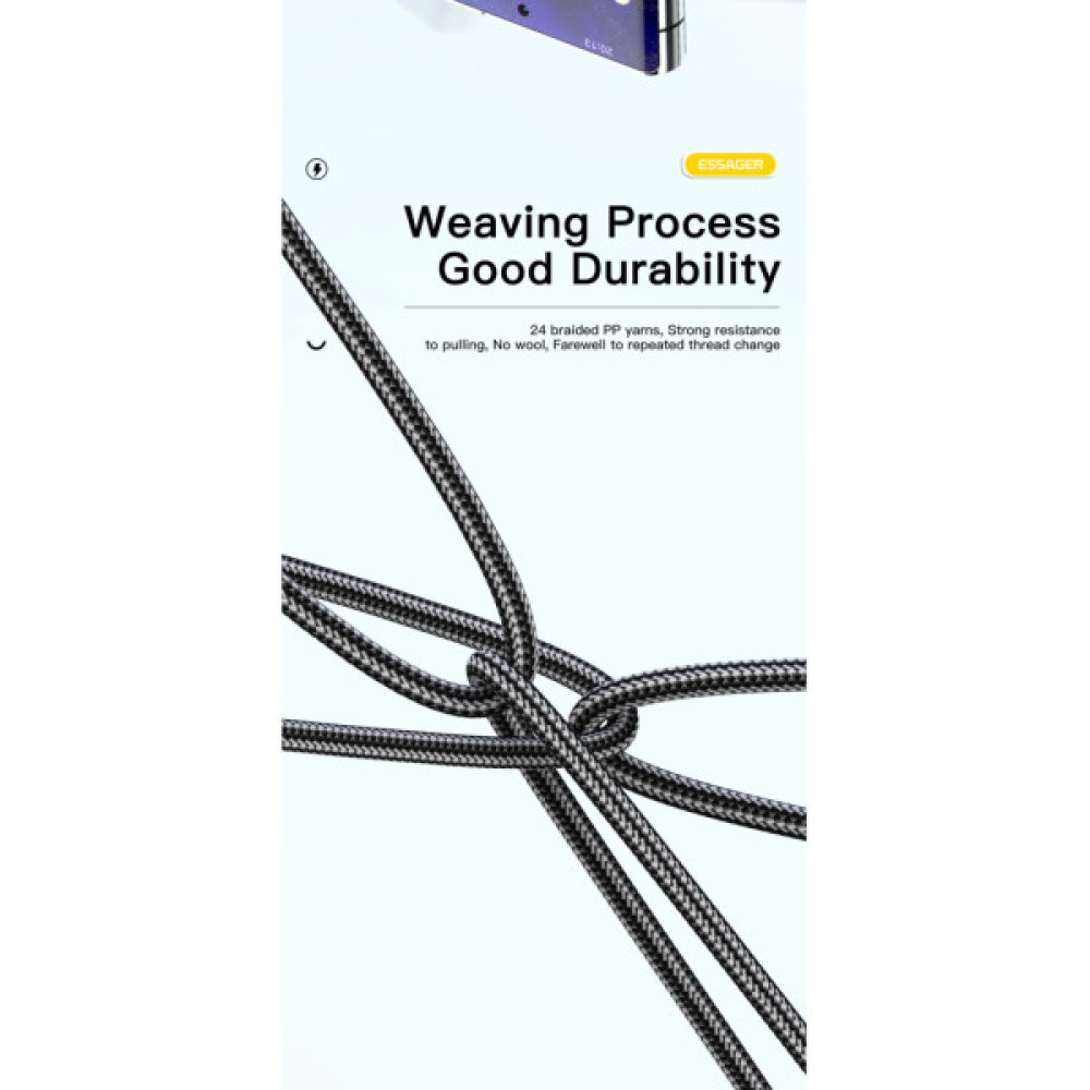 Дата кабель USB 2.0 AM to USB-C 3.0m 100W black Essager (EXCWT7A-CGC01-P)