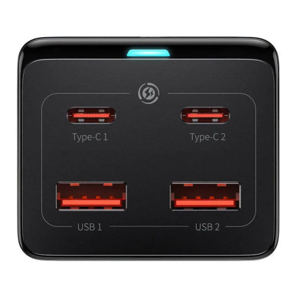 Зарядний пристрій Baseus AC + 2xUSB-C 100W + 2xUSB + cable USB-C to USB-C 100W 1.0m black (PSZM000401)