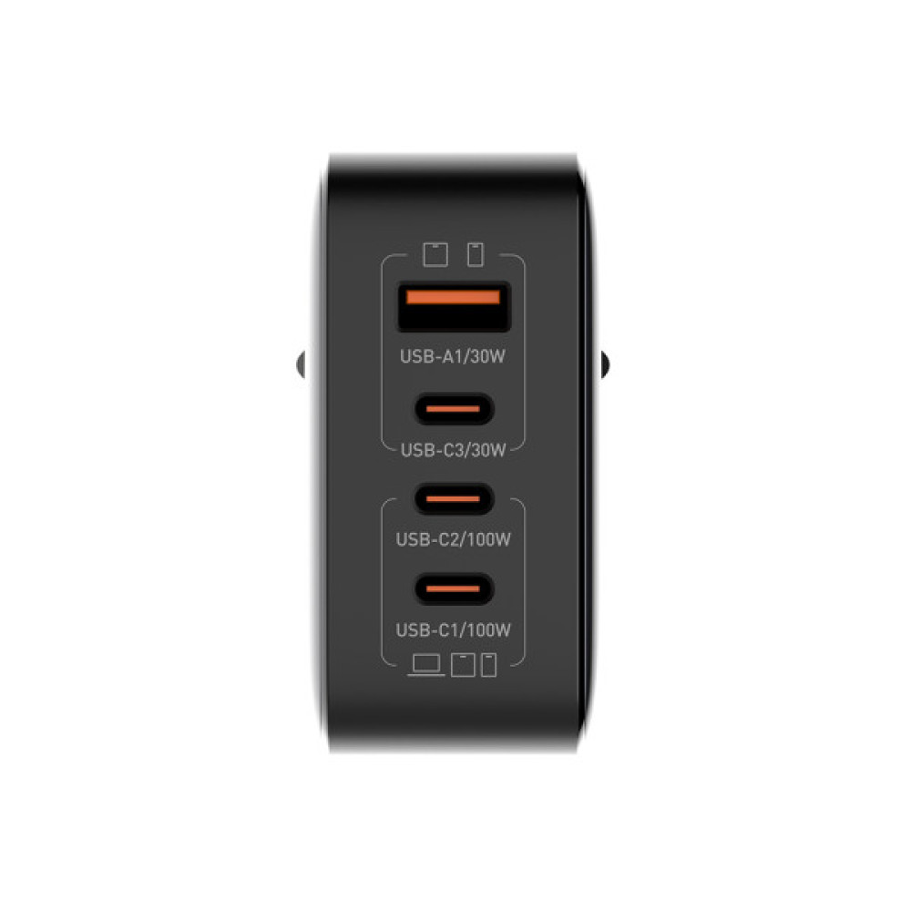 Зарядний пристрій ColorWay Power Delivery GaN (USB-A + 3USB TYPE-C) (100W) (CW-CHS047PD-BK)