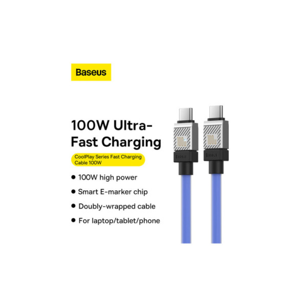 Дата кабель USB-C to USB-C 1.0m CoolPlay Fast Charging 100W blue Baseus (CAKW000203)