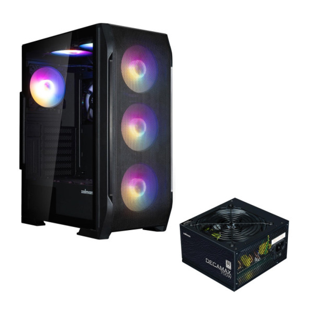 Корпус Zalman N7PLUSV2 з БЖ ZM700-LX3  1xUSB3.0, 2xUSB2.0, 6x120мм Rainbow RGB, 1x120мм, VGA 340мм, LCS ready, TG Side Window, ATX, чорний