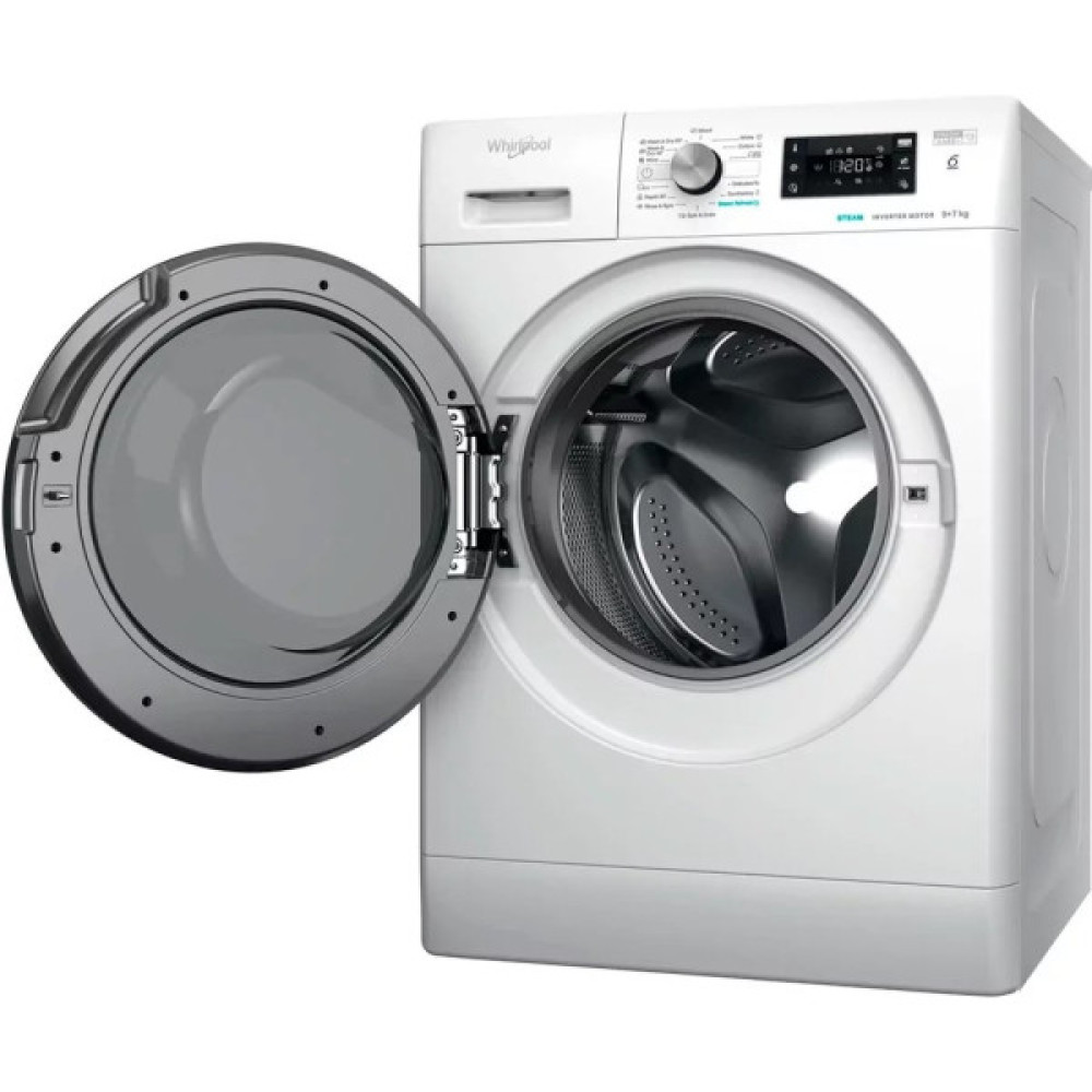 Прально-сушильна машина Whirlpool фронтальна, 9(7)кг, 1600, A+, 60см, дисплей, пара, інвертор, білий