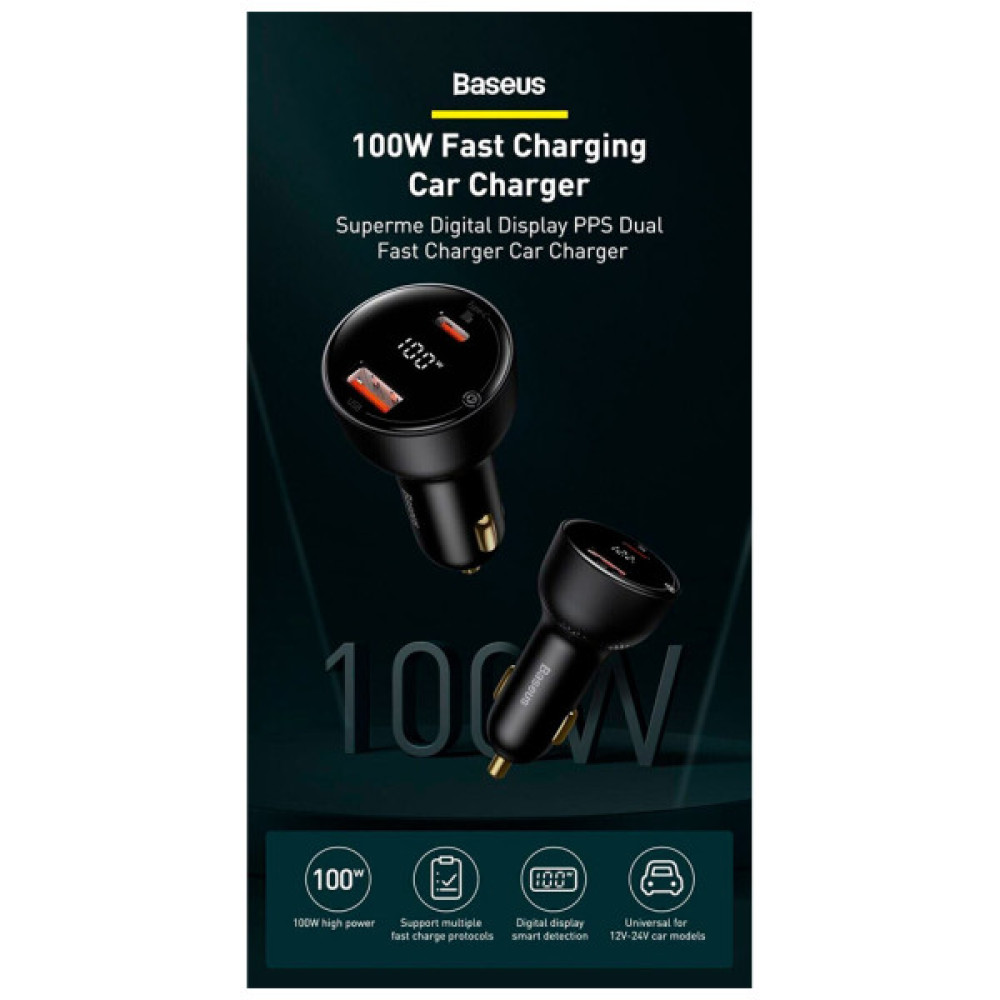 Зарядний пристрій Baseus Superme Digital Display PPS USB-A/Type-C Black (CCZX-01)