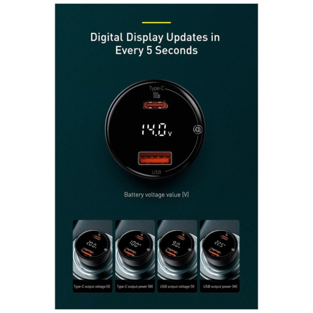 Зарядний пристрій Baseus Superme Digital Display PPS USB-A/Type-C Black (CCZX-01)