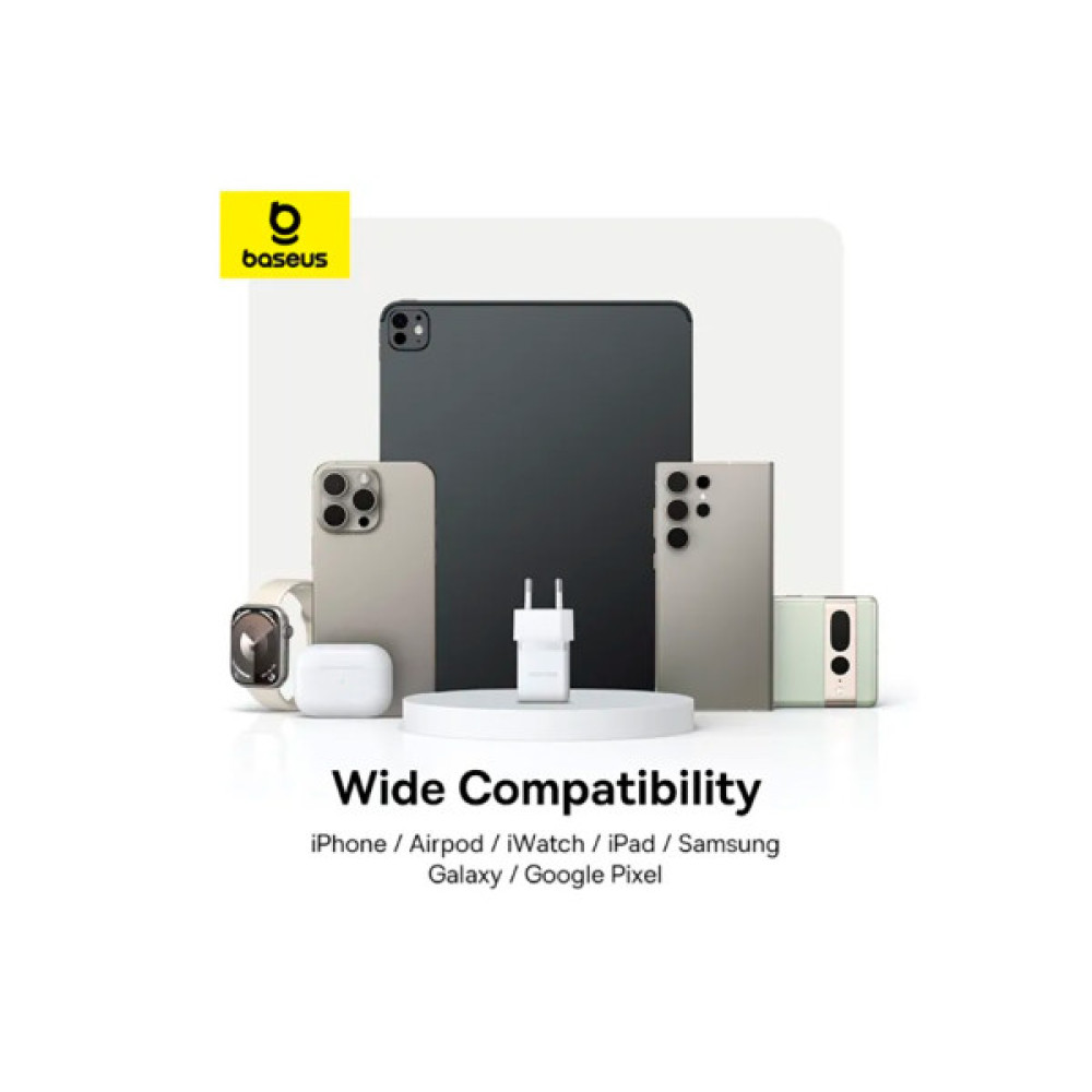 Зарядний пристрій Baseus Palm Fast Charger 1C 20W + Cable 1.0m Type-C 60W white (P10111602213-01)