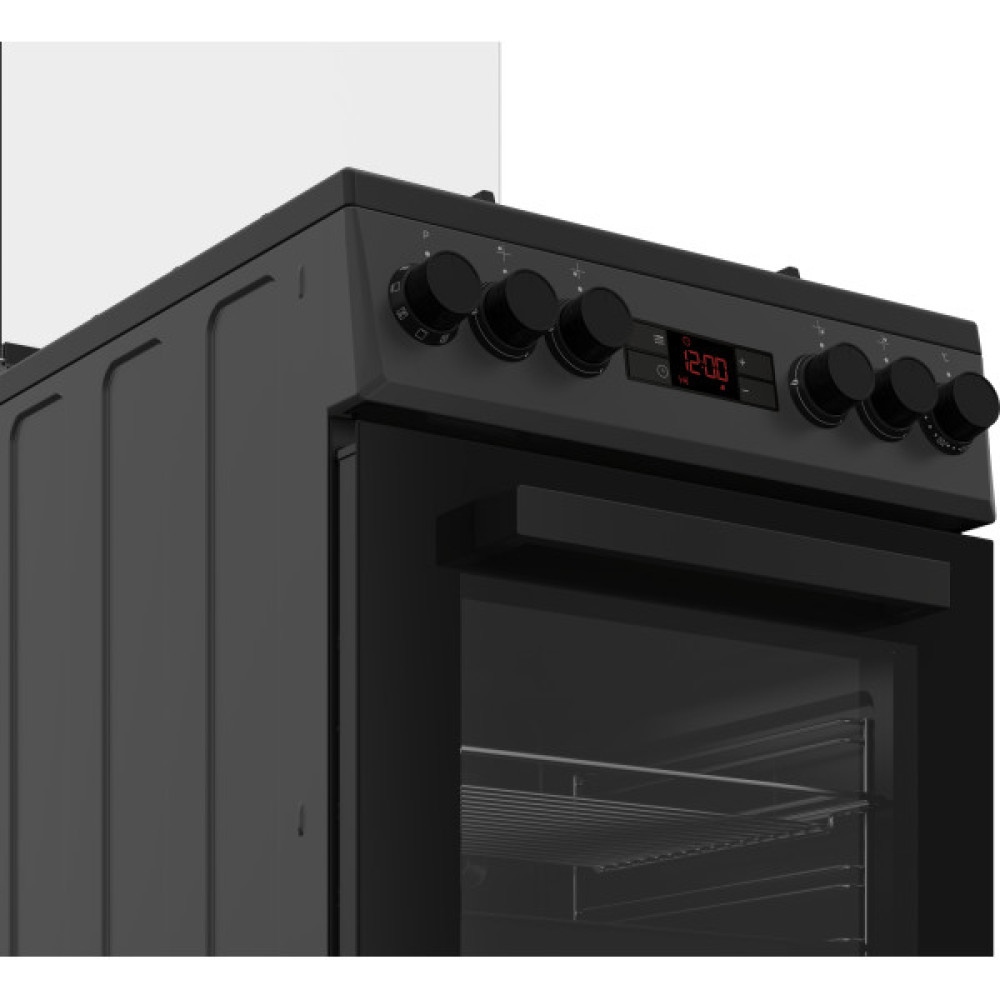 Плита Beko комбінована, 60л, 50x60см, дисплей, конвекція, чавун, чорний