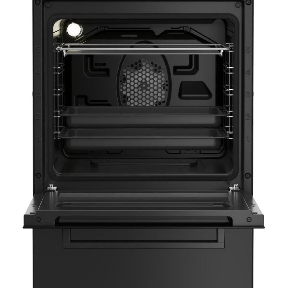 Плита Beko комбінована, 60л, 50x60см, дисплей, конвекція, чавун, чорний