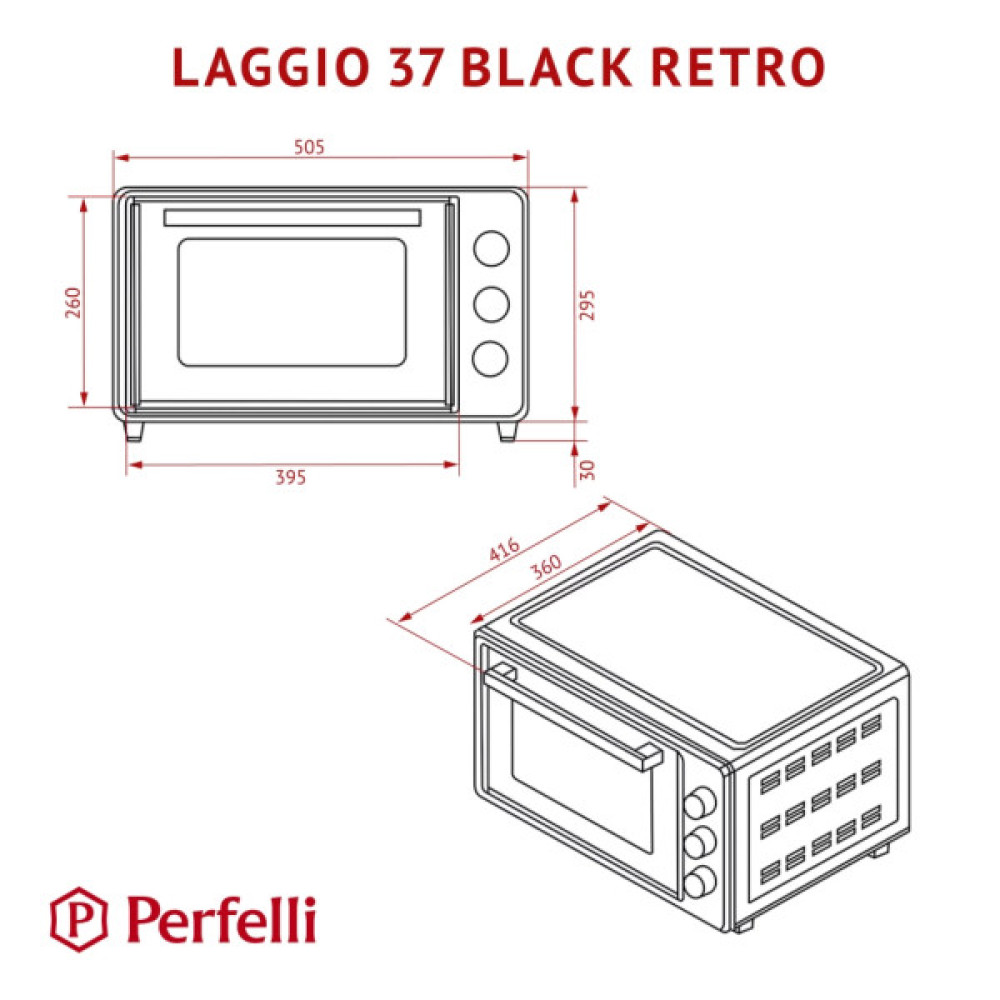 Електропіч Perfelli LAGGIO 37 BLACK RETRO