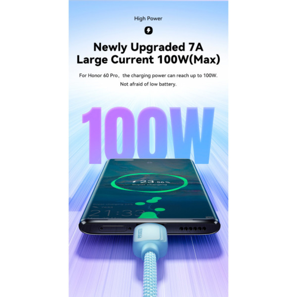 Дата кабель USB 2.0 AM to USB-C 2.0m 100W blue Essager (EXC7A-WLA03-P)