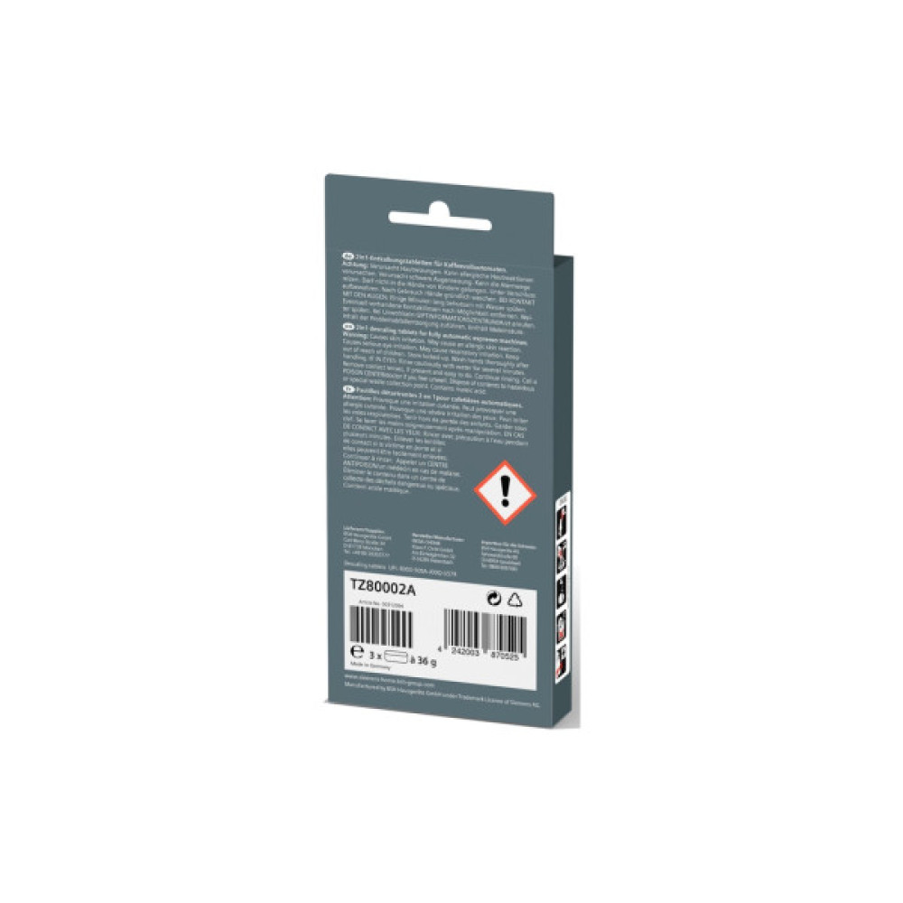 Аксесуар для кавоварки Siemens таблетки для видалення накипу 3 шт (TZ80002A)