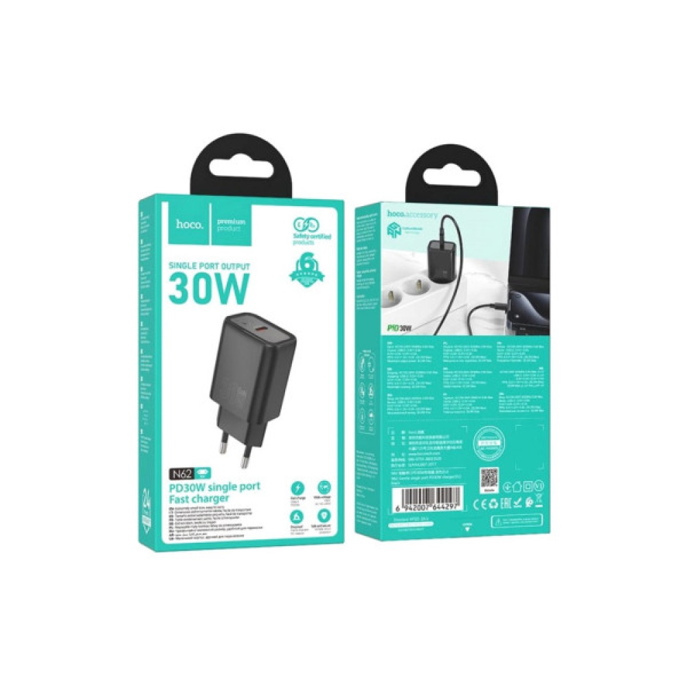 Зарядний пристрій HOCO N62 USB-C PD30W black (6942007644297)