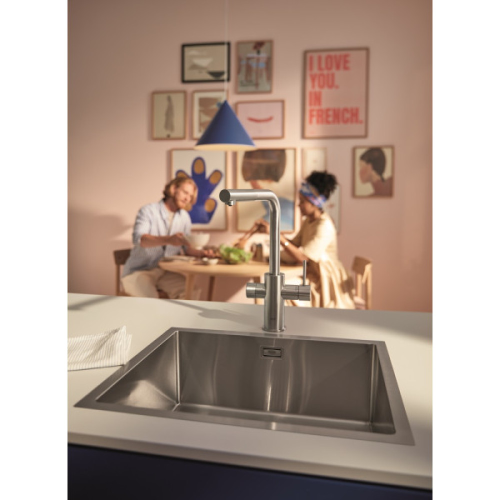 Комплект змішувача для кухні з висувним виливом Grohe Blue Pure Minta з фільтром зворотного осмосу Ecosoft P’URE AQUACALCIUM Mint (MO67530601DC)