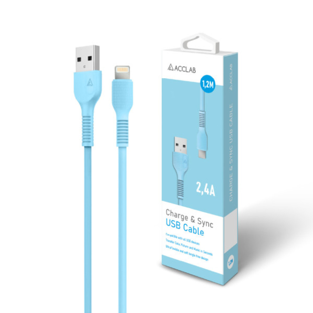 Дата кабель USB 2.0 AM to Lightning 1.2m Blue ACCLAB (1283126518188)