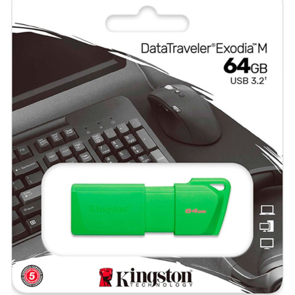 USB флеш накопичувач Kingston 64GB DataTraveler Exodia M Green USB 3.2 (KC-U2L64-7LG)
