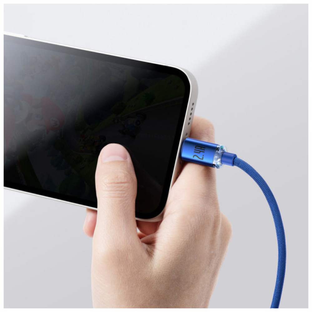 Дата кабель USB 2.0 AM to Lightning 1.2m 2.4A blue Baseus (CAJY000003)