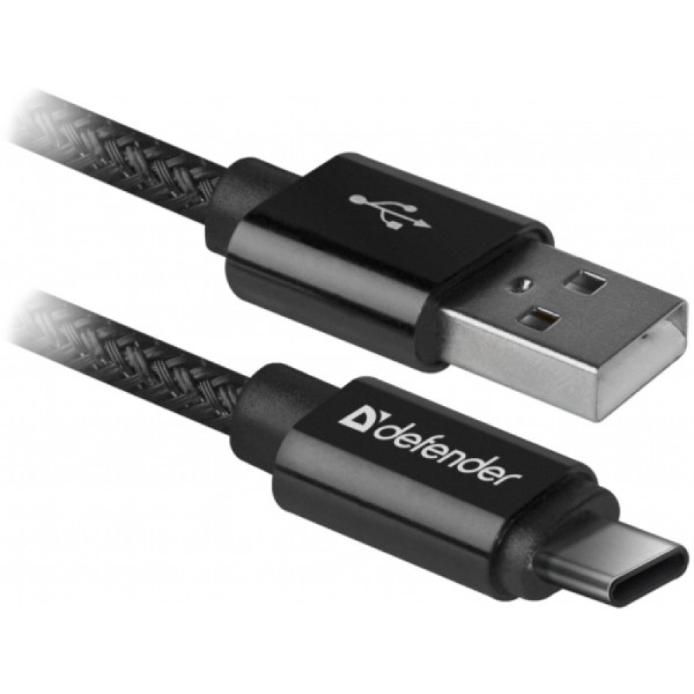 Дата кабель USB 2.0 AM to USB-C 1.0m PRO Black Defender (87814)
