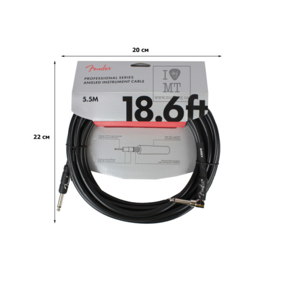 Інструментальний кабель Fender Cable Professional Series 18.6' Angled Black (228434)