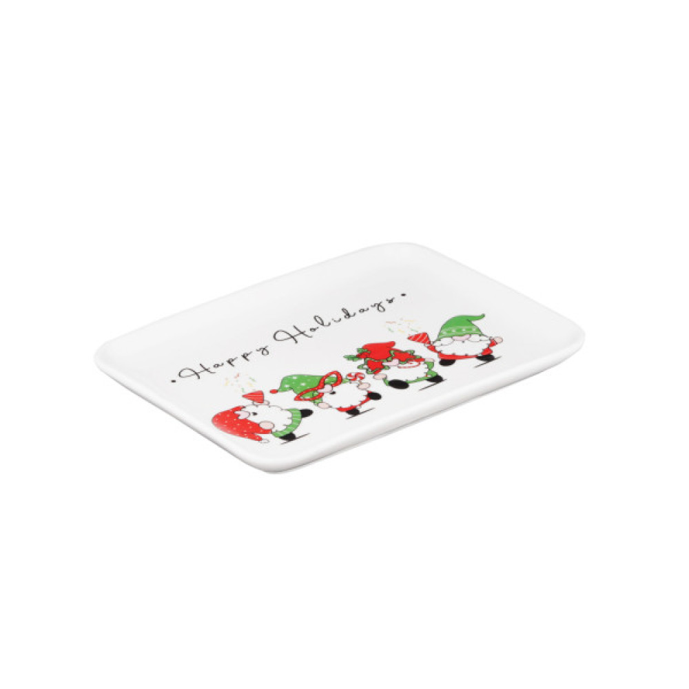 Блюдо Ardesto Christmas Gnomes, 20х15см, порцеляна, прямокутна (AR3063)