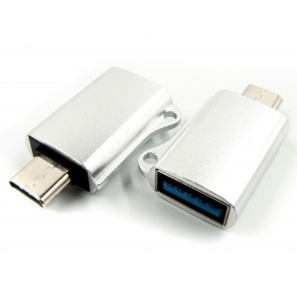 Дата кабель OTG USB 2.0 AF to USB-C grey Dengos (ADP-019)